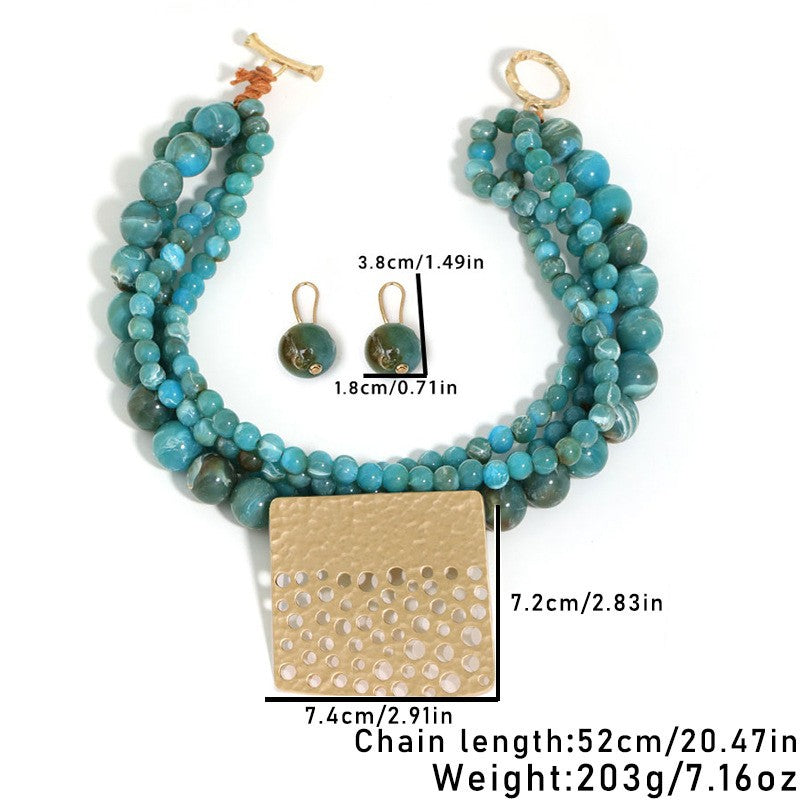 Boho Layered Turquoise Bead Statement Necklace