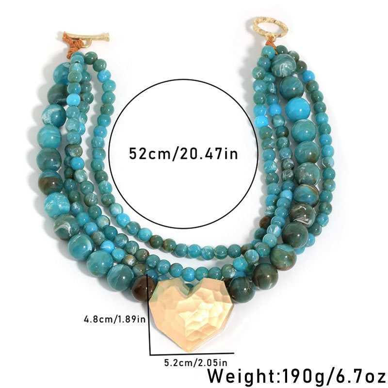 Boho Layered Turquoise Bead Statement Necklace