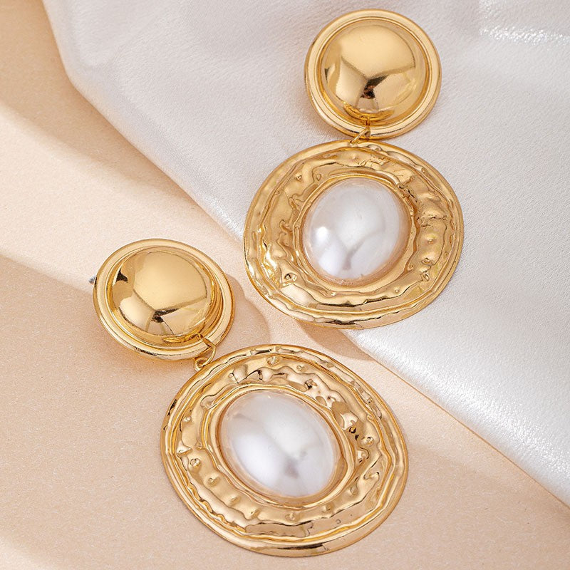 Classy Textured Oval Gem Drop Earrings