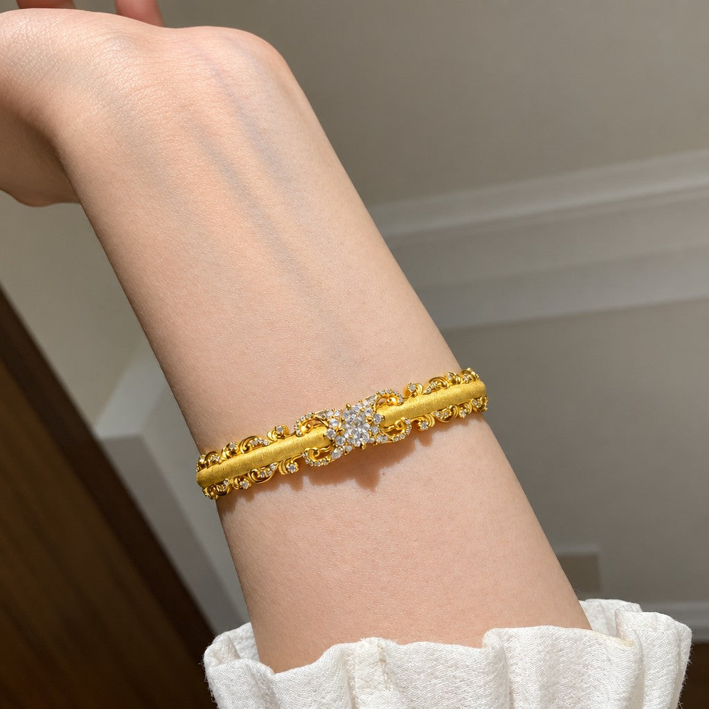 Romantic Brushed Lace Cuff Bangle
