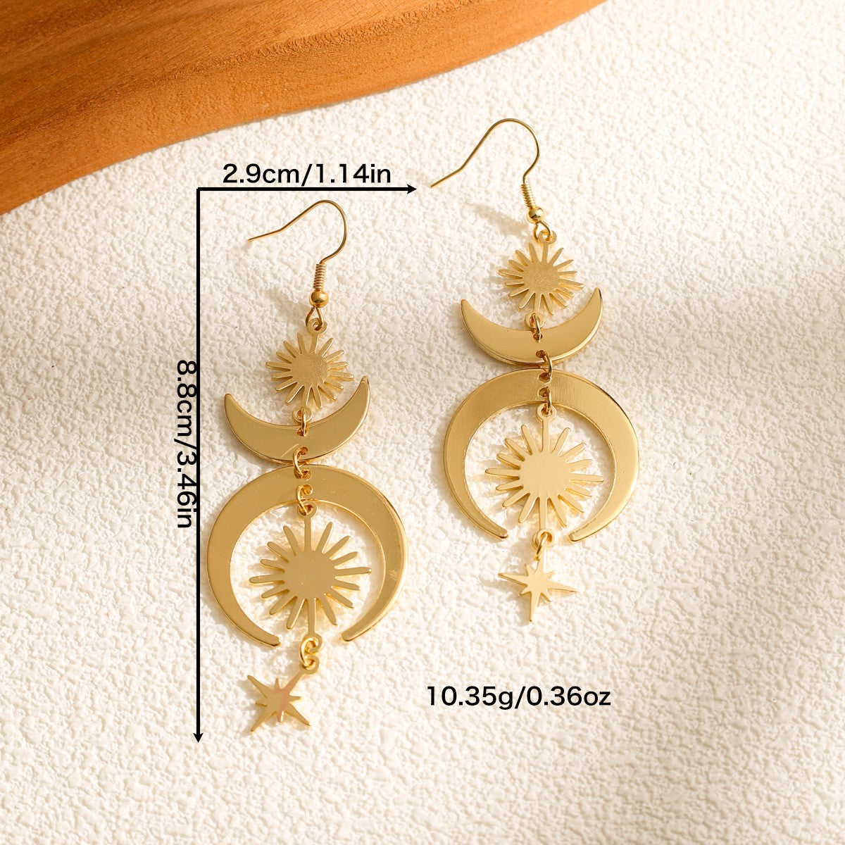 Boho Layered Sun Moon Star Earrings