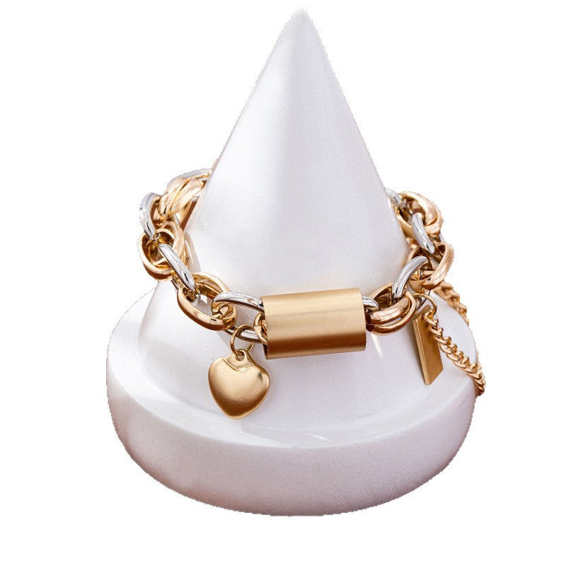 Classy Heart Charm Lock Bracelet
