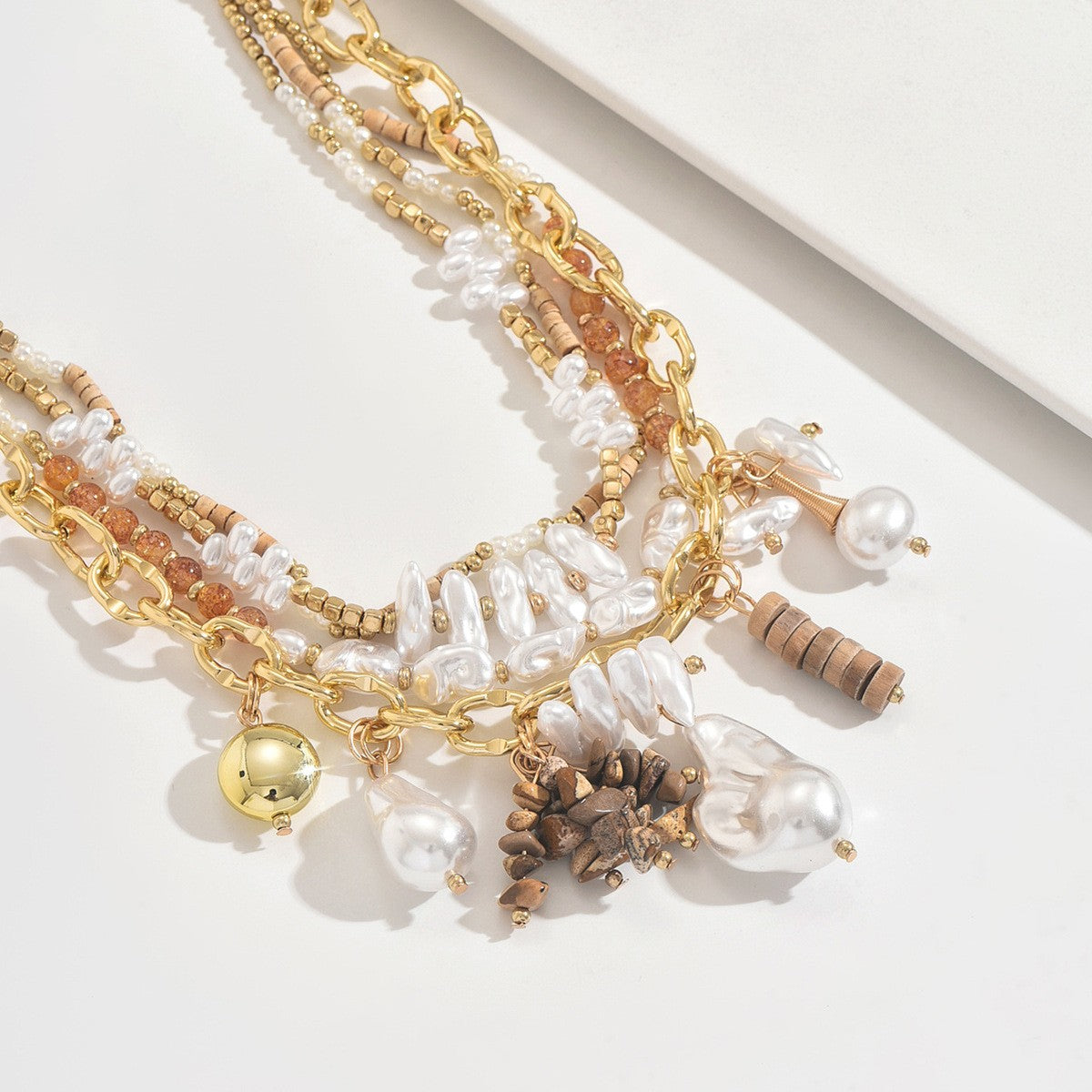Vintage Inspired Faux Pearl Cluster Necklace