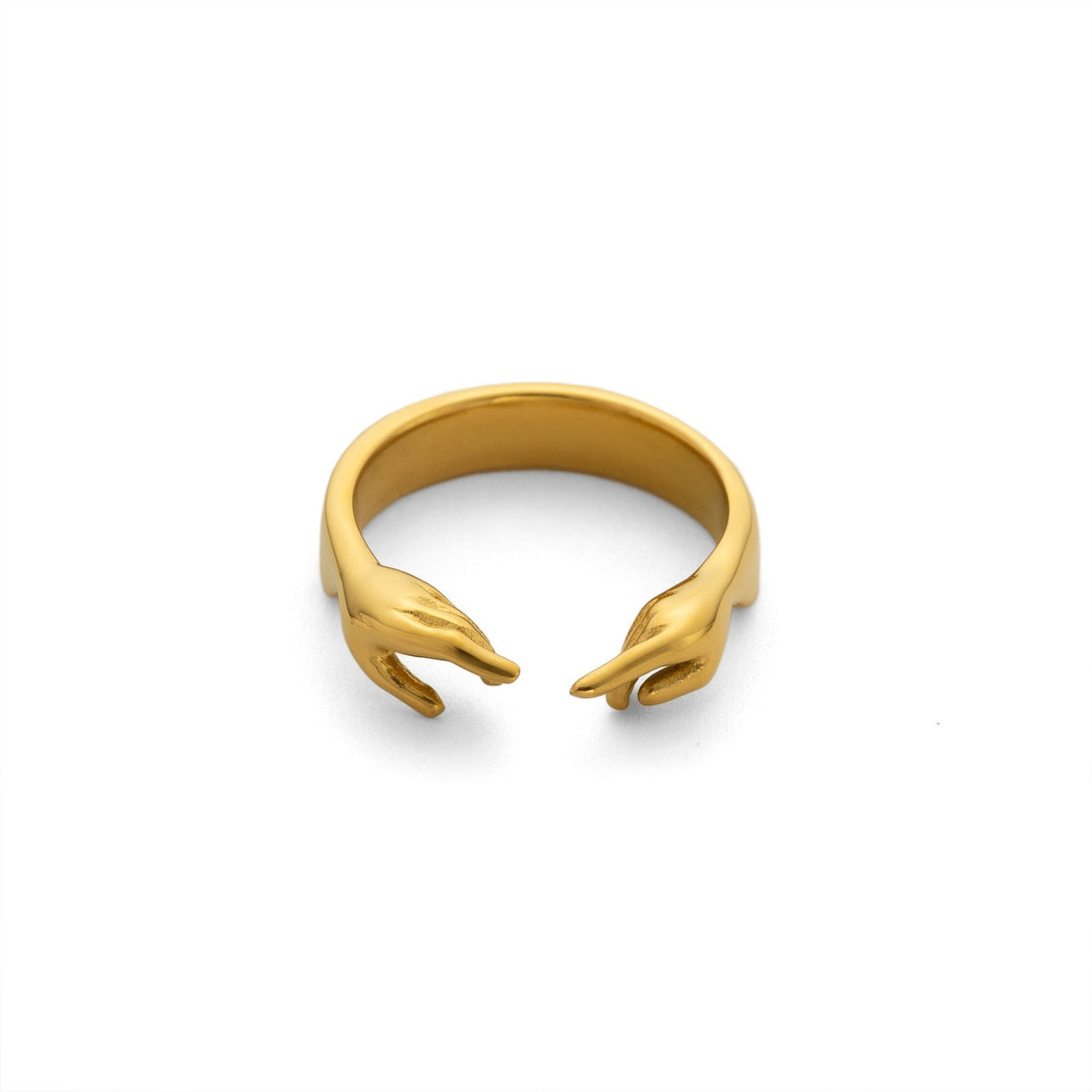 18k Dainty Touching Hands Open Ring