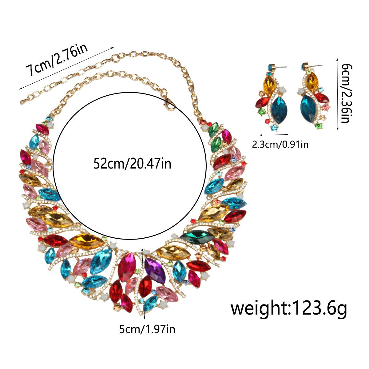 Classy Multicolor Crystal Necklace & Earring Set
