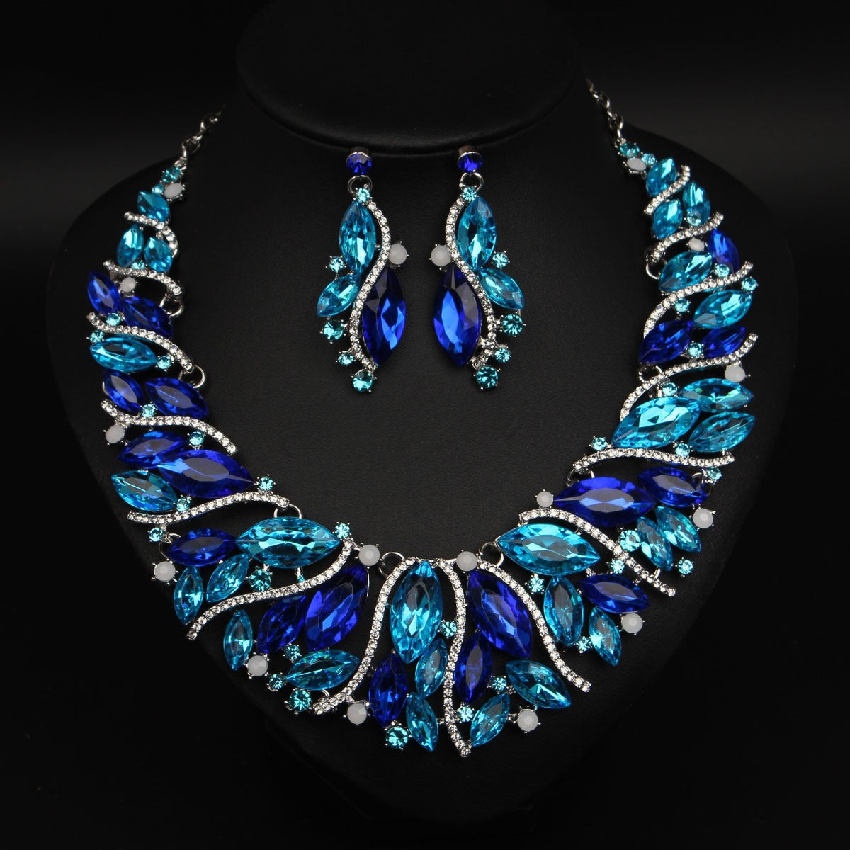 Classy Multicolor Crystal Necklace & Earring Set