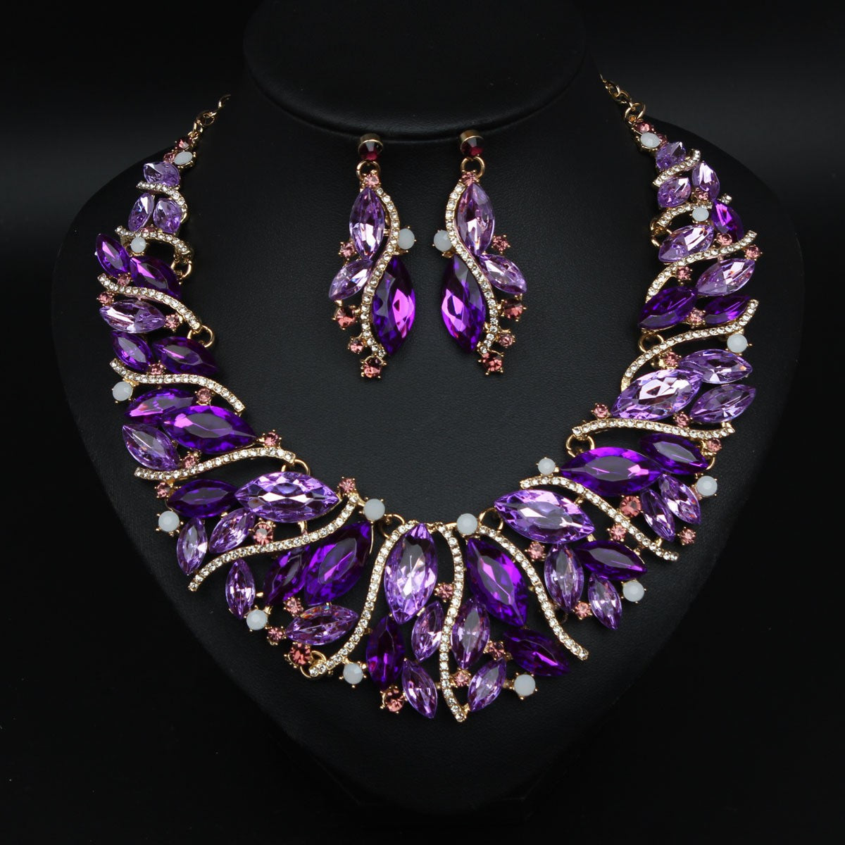 Classy Multicolor Crystal Necklace & Earring Set