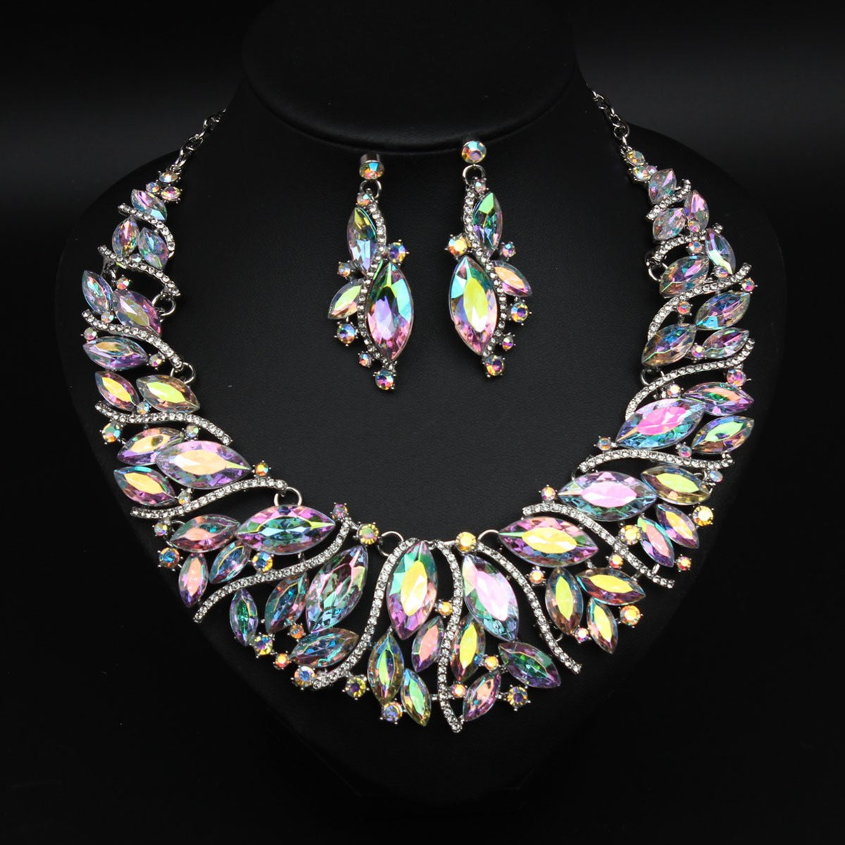 Classy Multicolor Crystal Necklace & Earring Set
