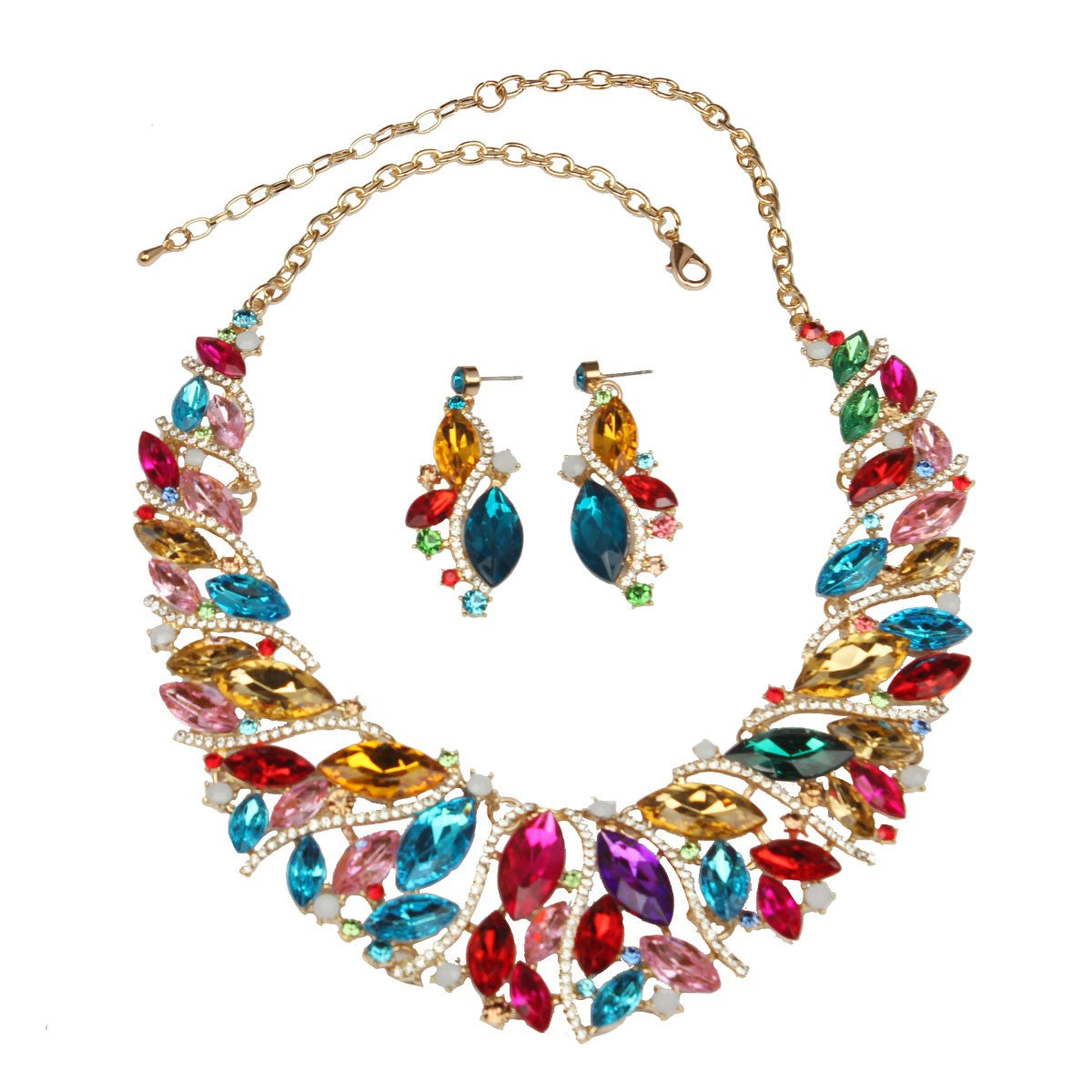 Classy Multicolor Crystal Necklace & Earring Set