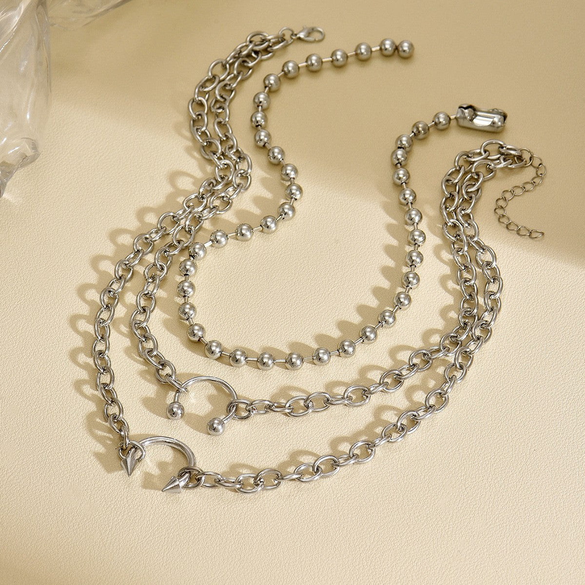 Edgy Layered Horseshoe Pendant Necklace