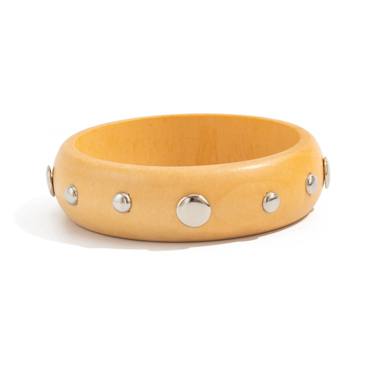 Boho Studded Wood & Metal Bangle Set