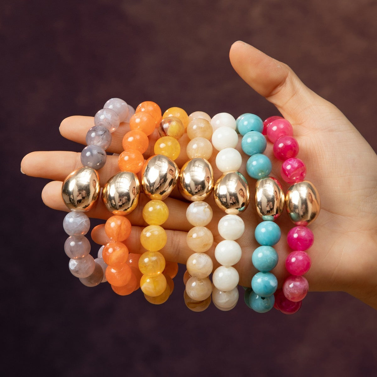 Colorful Acrylic Bead Stack Bracelet