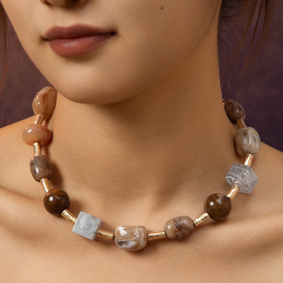 Boho Multicolor Geometric Stone Necklace