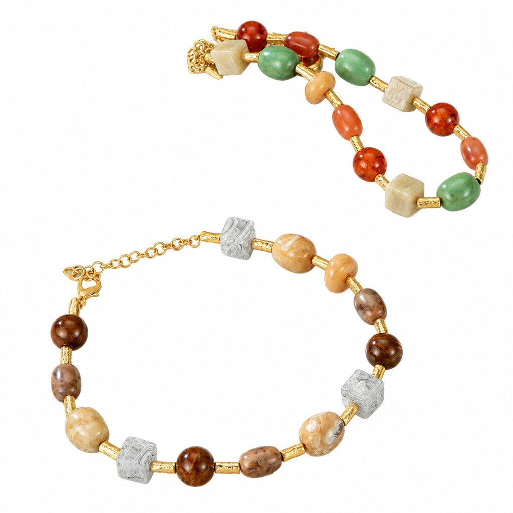 Boho Multicolor Geometric Stone Necklace