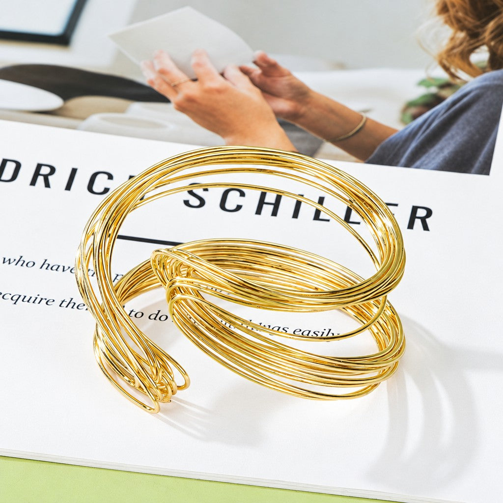 Classy Multi-Layer Wire Cuff Bangle