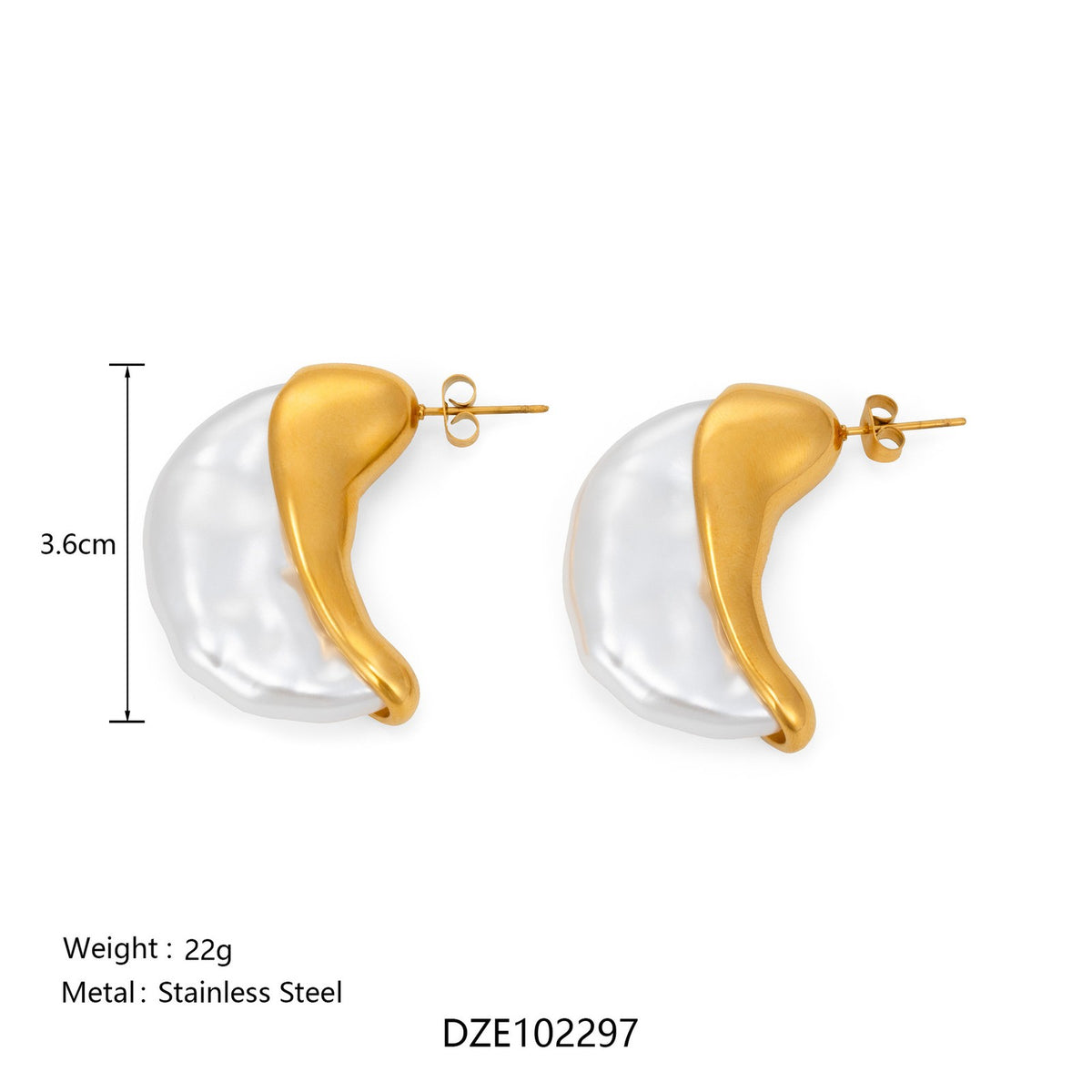 Elegant Faux Pearl Crescent Stud Earrings
