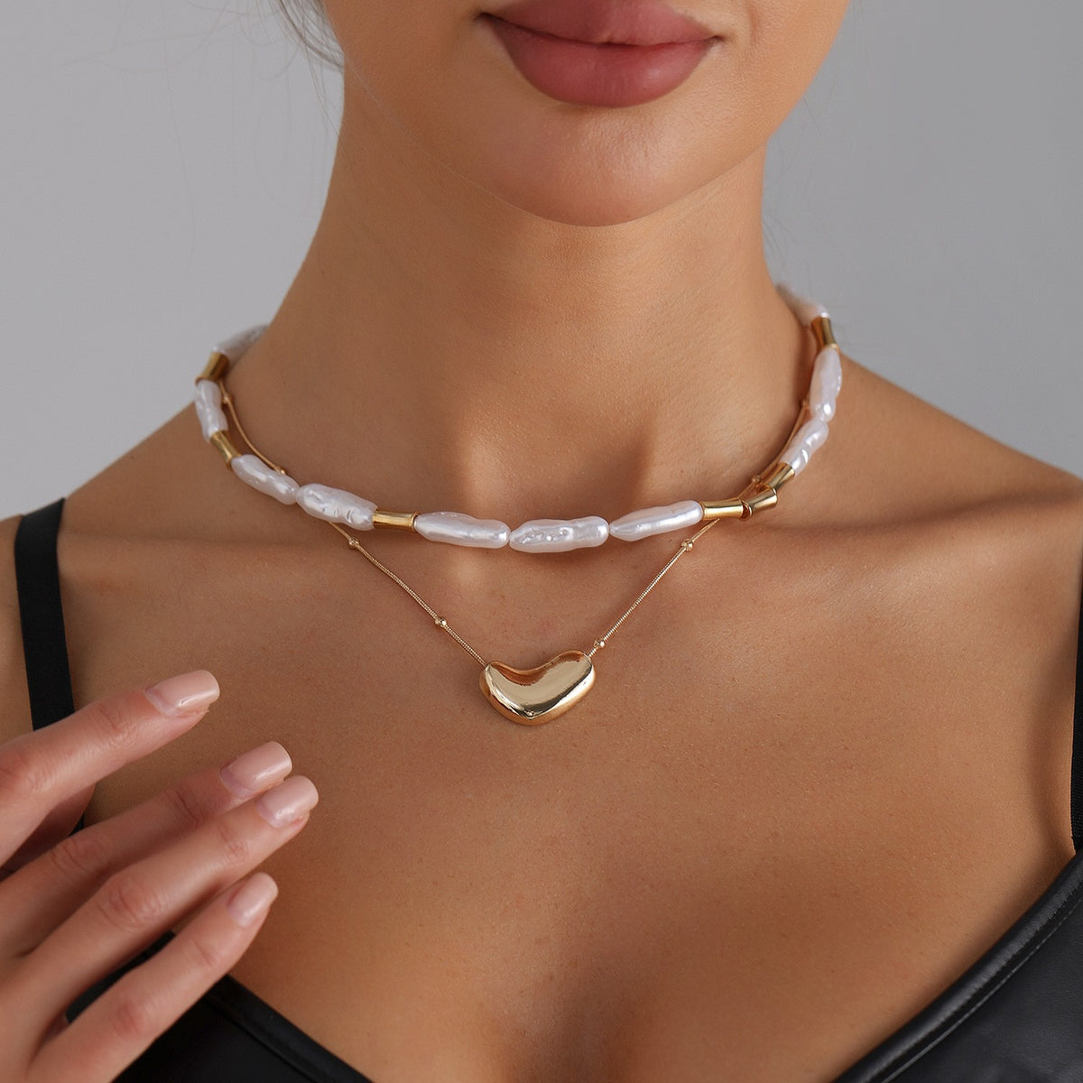 Classy Bamboo Pearl Layered Choker Necklace