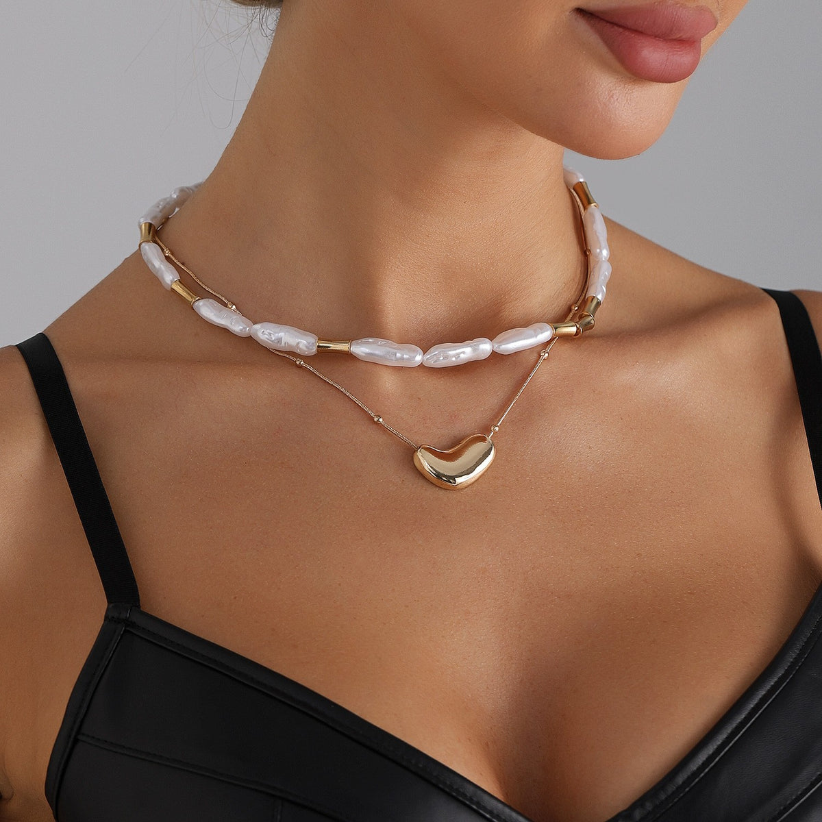Classy Bamboo Pearl Layered Choker Necklace