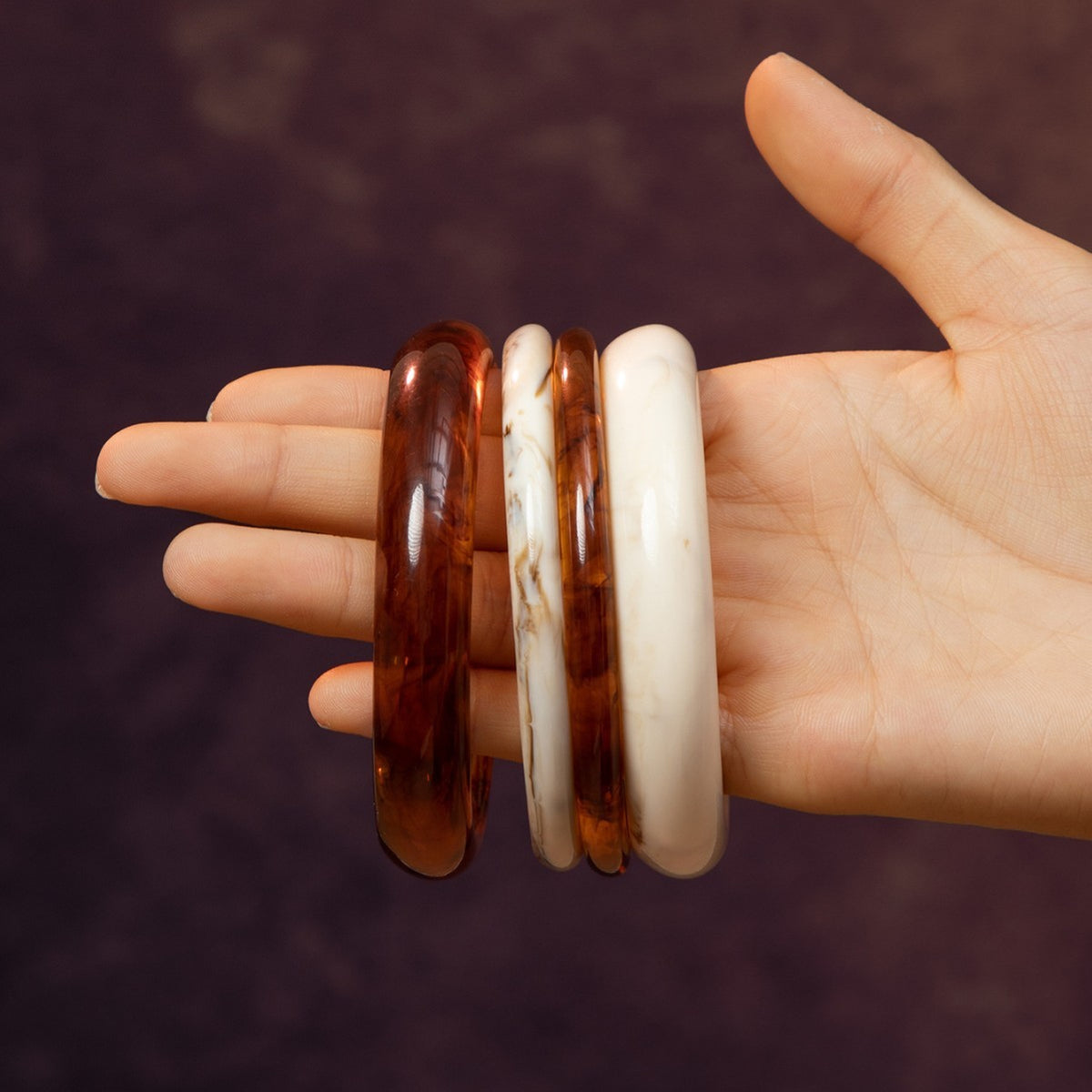 3pc Boho Tortoise & Ivory Bangle Set
