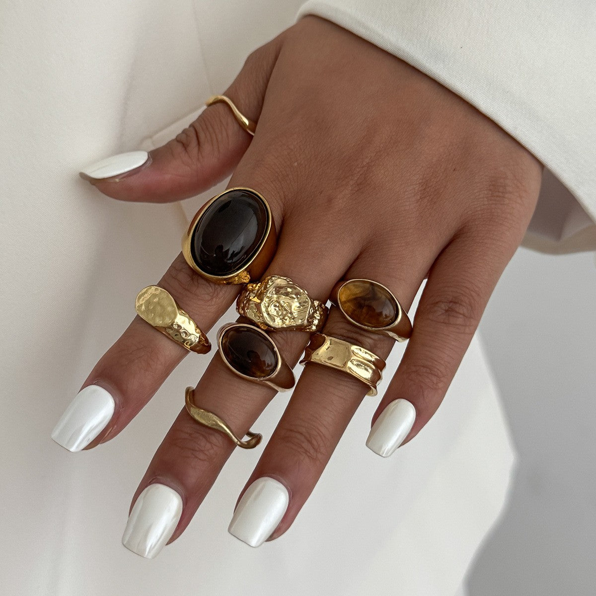 Vintage Inspired Chunky Cabochon Ring Set