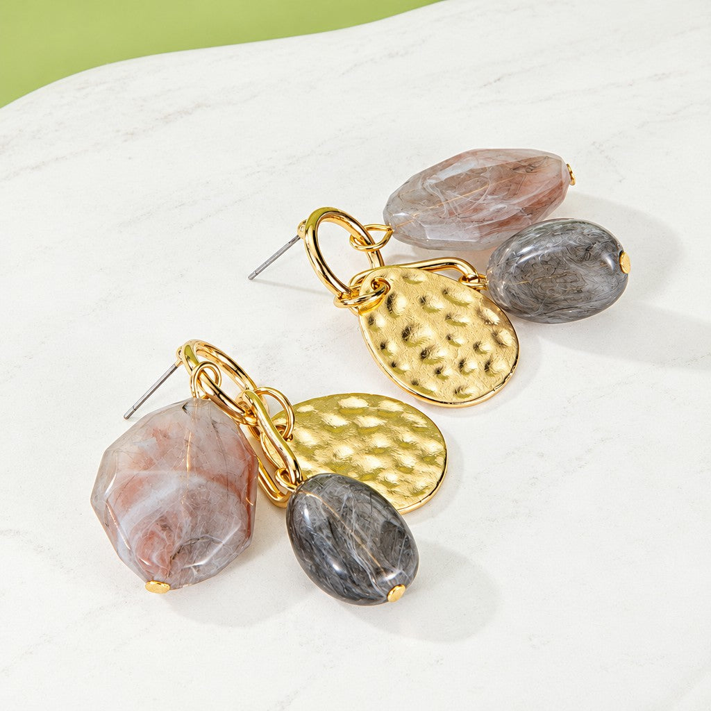 Classy Irregular Stone Pendant Necklace & Earring Set