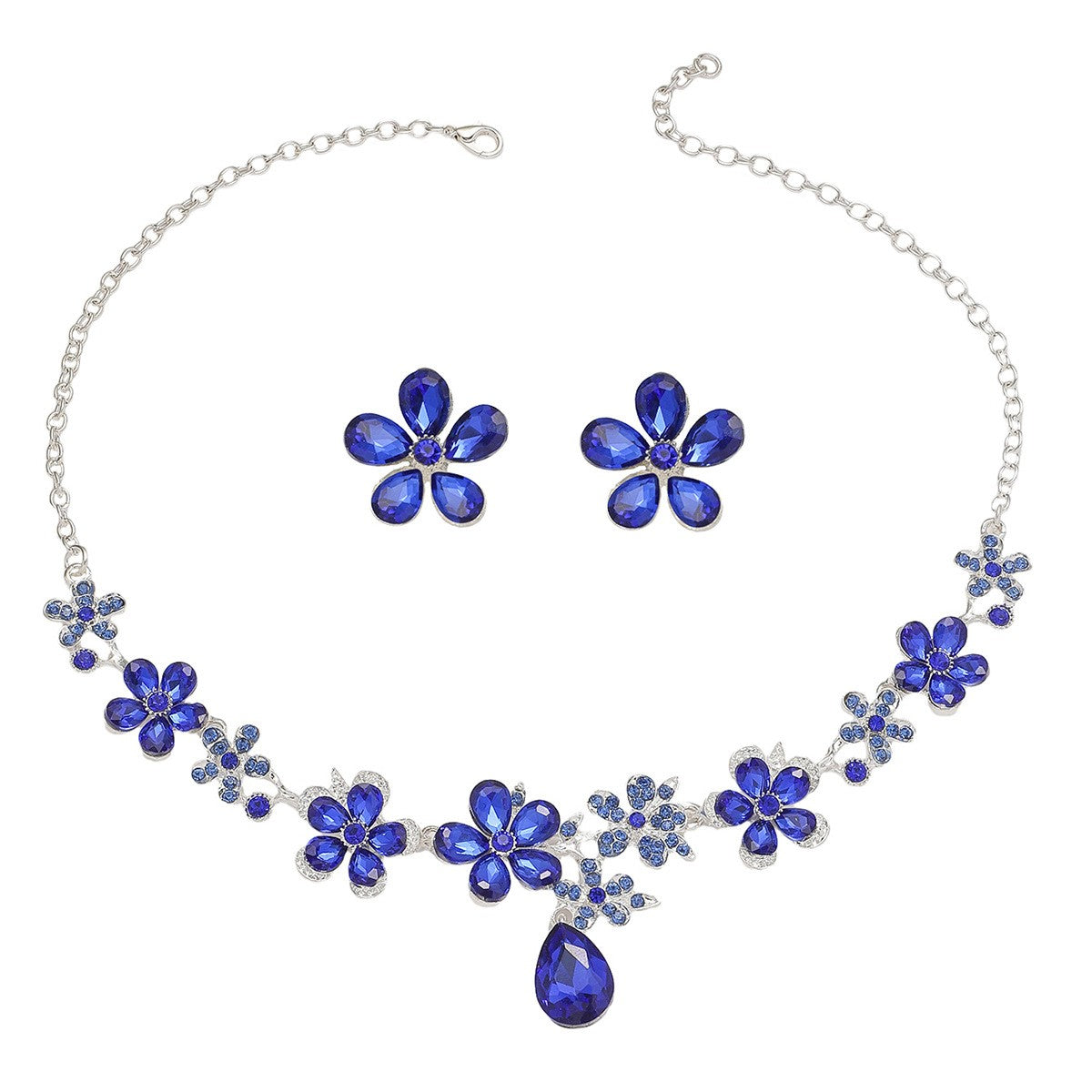 Elegant Emerald Floral Necklace & Earring Set