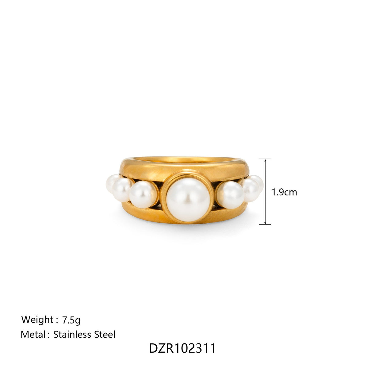 18k Classy Geometric Pearl Ring Set
