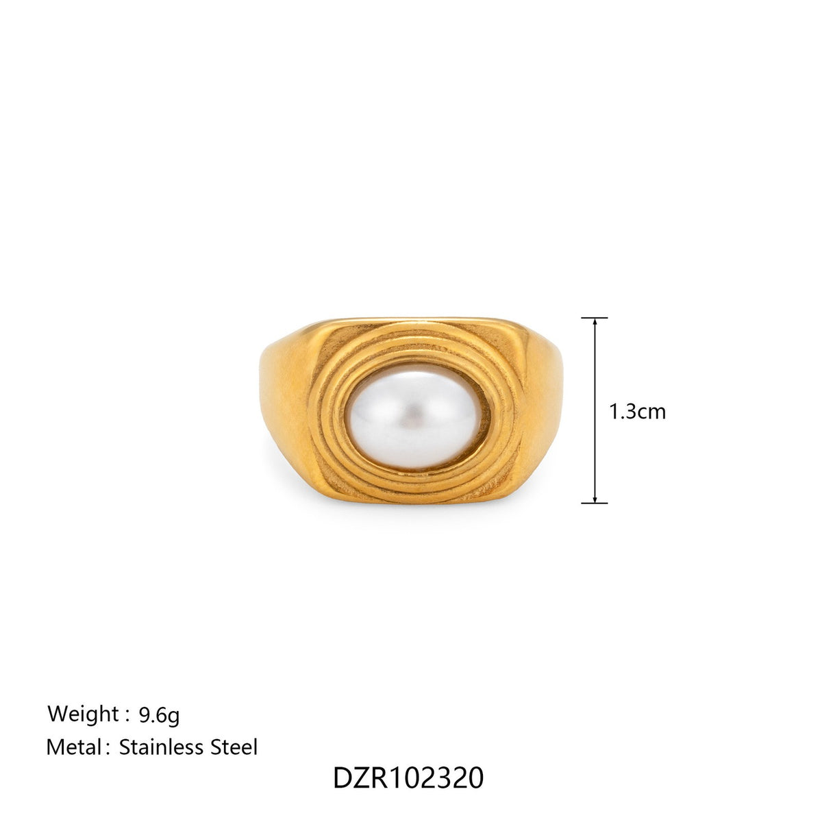 18k Classy Geometric Pearl Ring Set