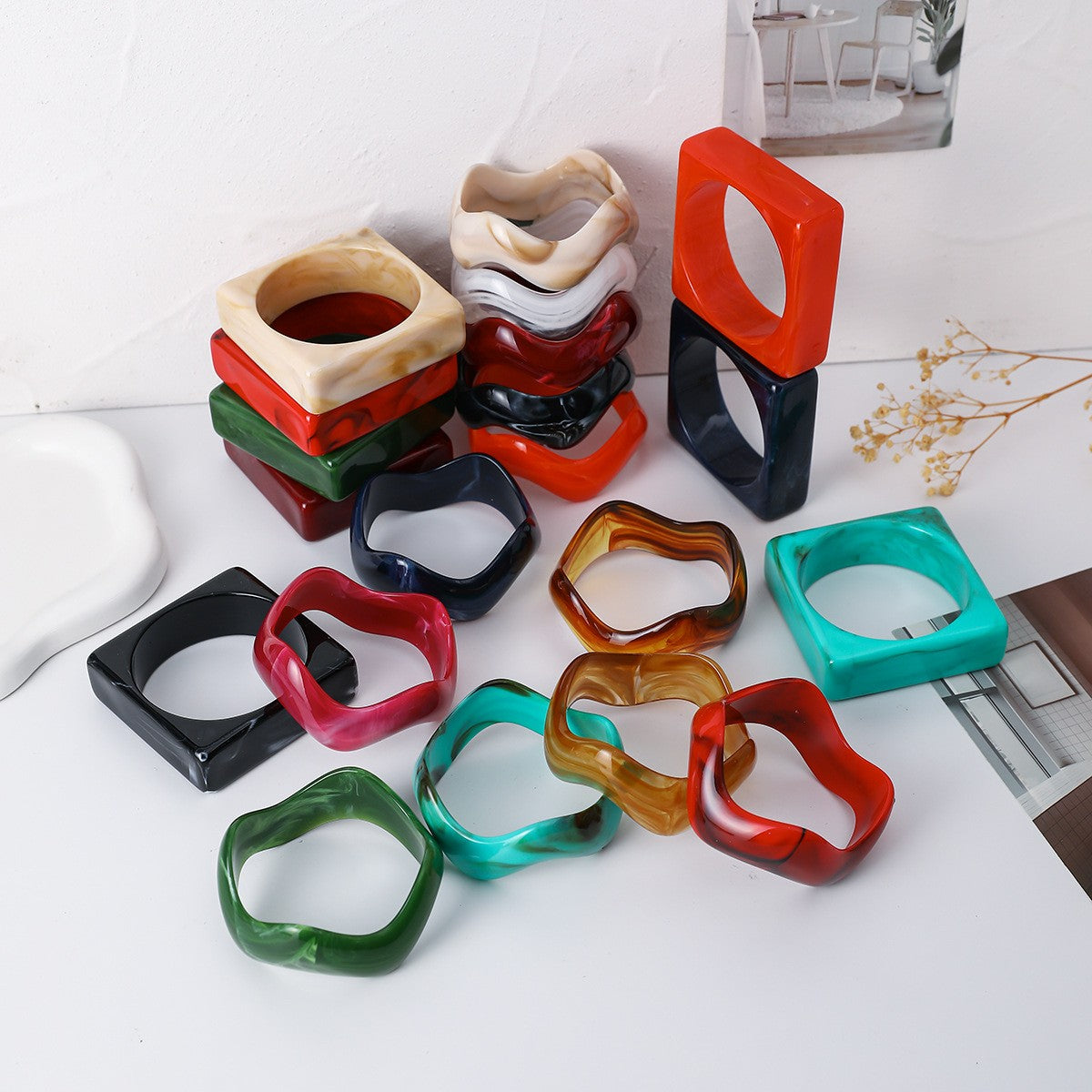 Classy Geometric Square Resin Bangle
