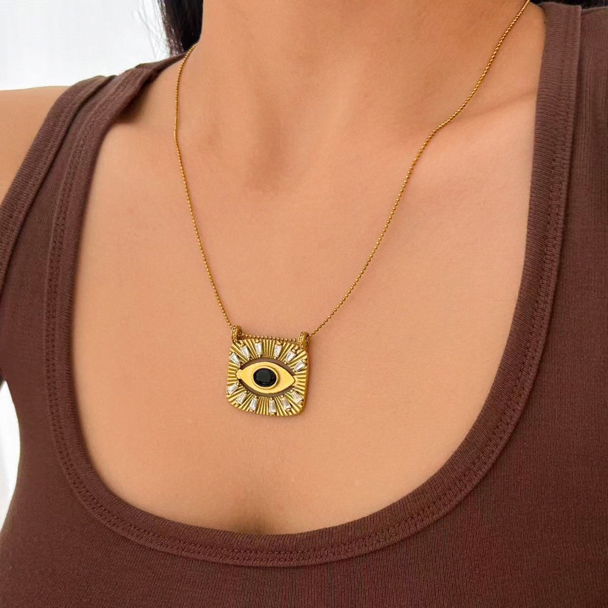 18k Dainty Layered Evil Eye Necklace