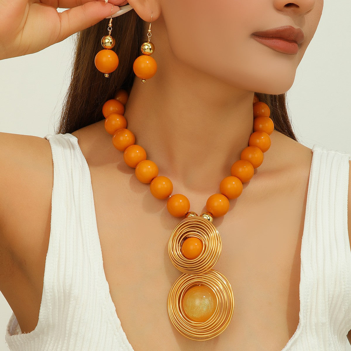 Boho Cosmic Wire Coil Necklace & Earring Set