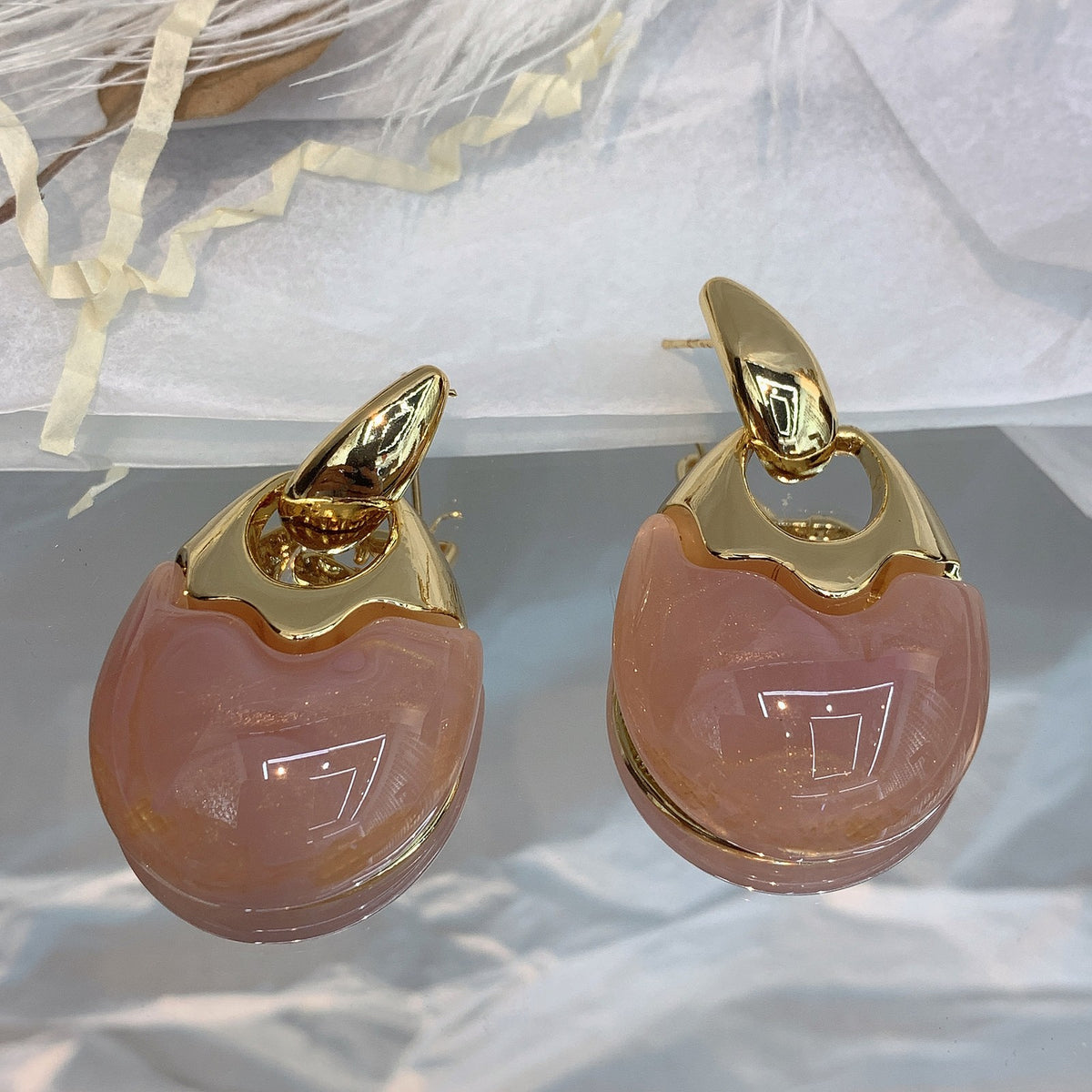 Vintage Geometric Resin Dangle Earrings