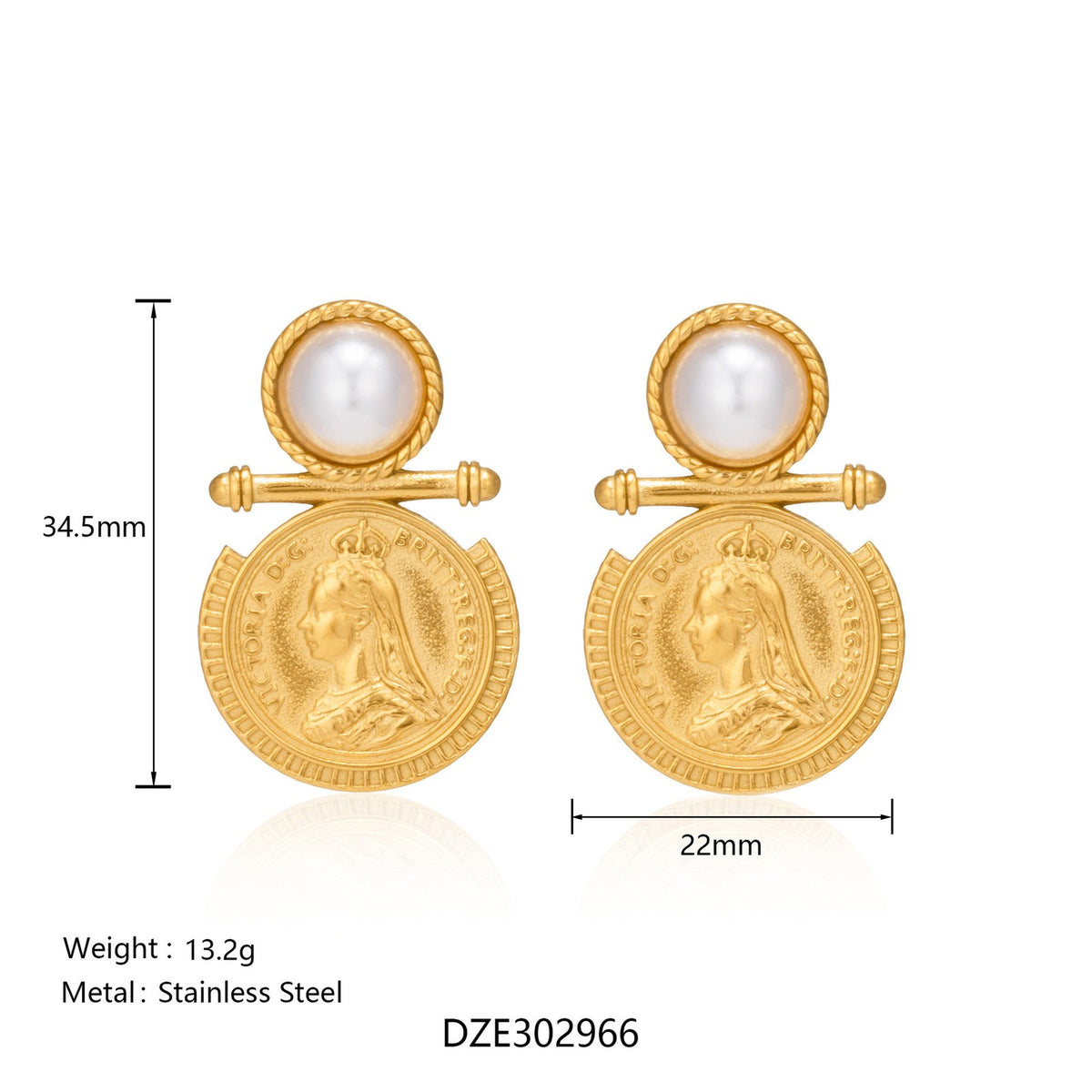 Vintage Coin & Pearl Necklace and Earring Set