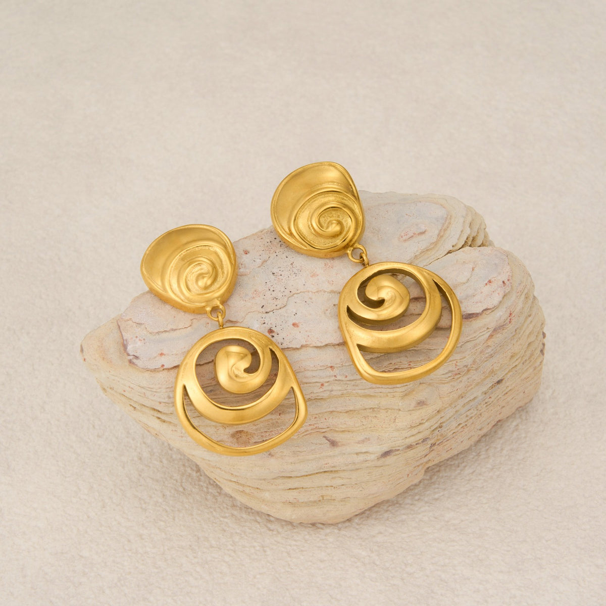18k Classy Spiral Drop Earrings