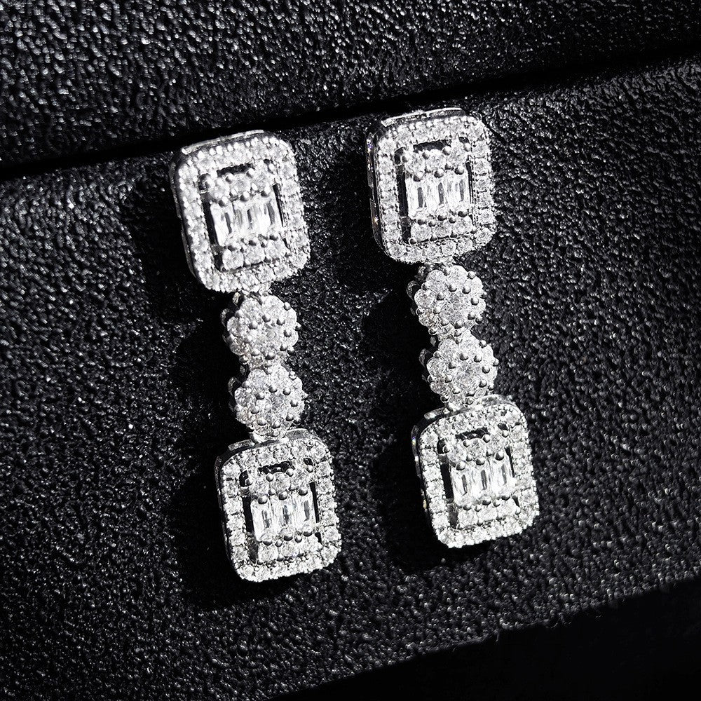 Classy Geometric Square Zirconia Drop Earrings