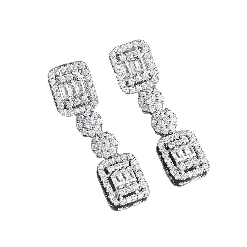 Classy Geometric Square Zirconia Drop Earrings