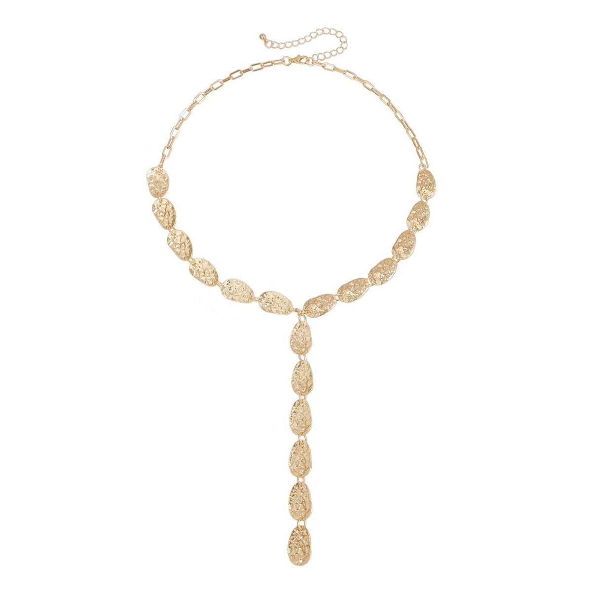 Classy Textured Leaf Y-Necklace