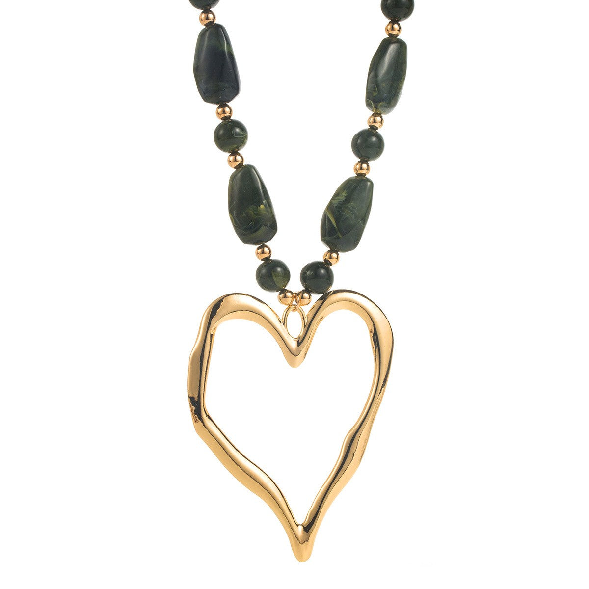 Romantic Textured Heart Beaded Necklace