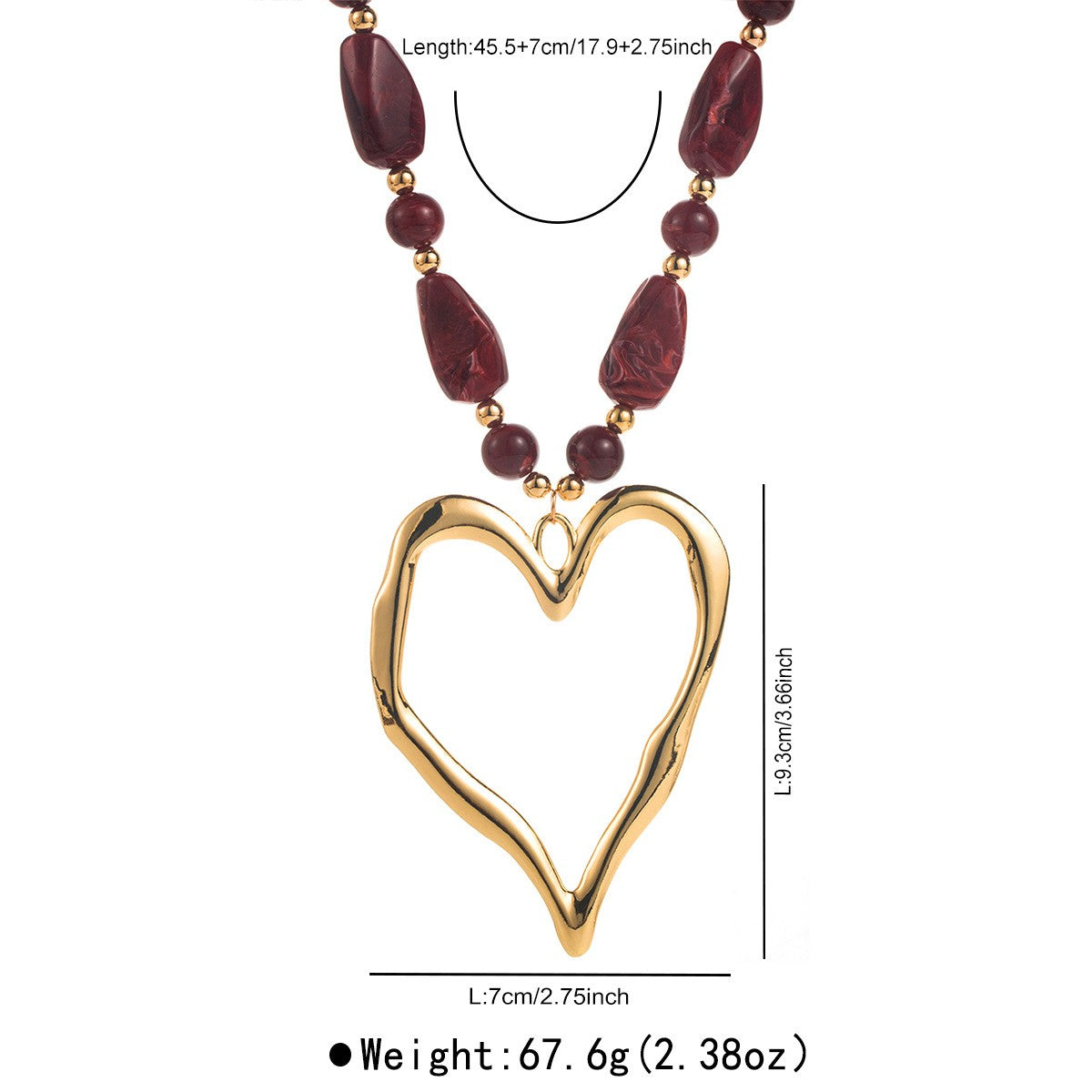 Romantic Textured Heart Beaded Necklace
