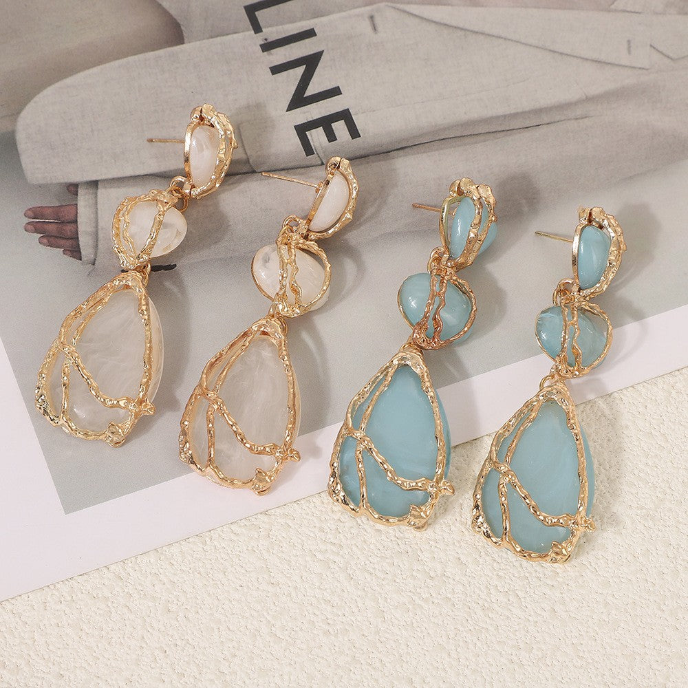 Vintage Inspired Green Resin Drop Earrings