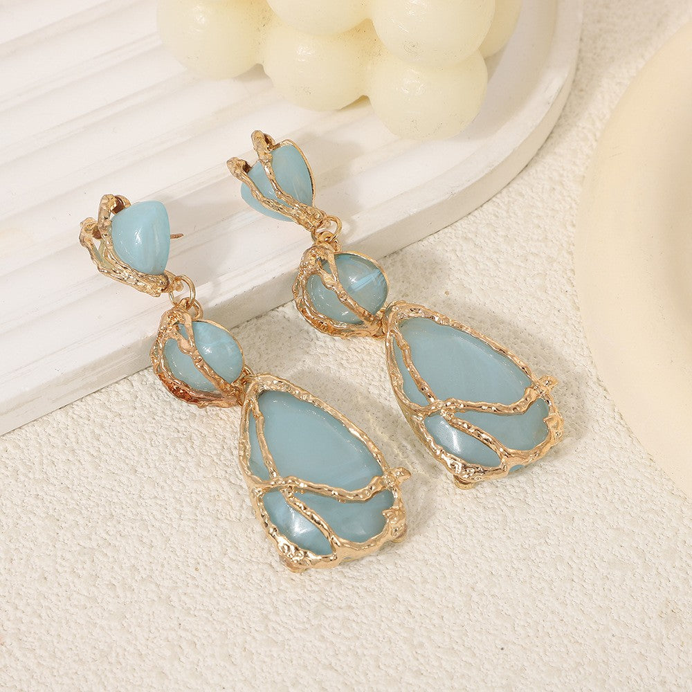 Vintage Inspired Green Resin Drop Earrings