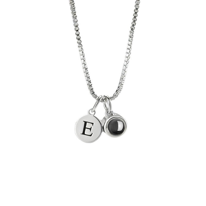 Dainty Initial Photo Projection Necklace