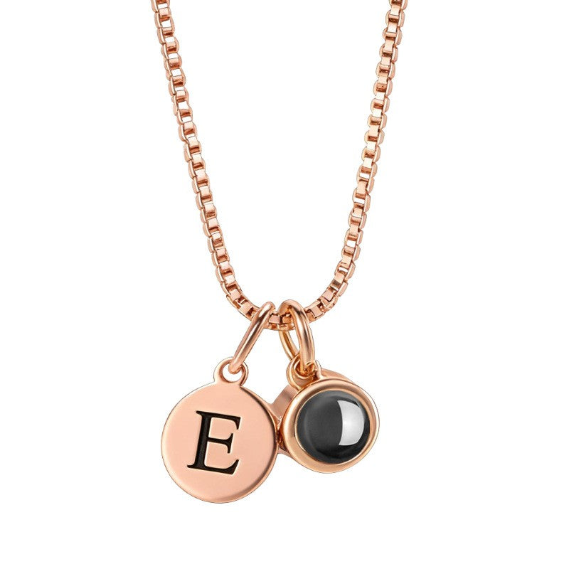 Dainty Initial Photo Projection Necklace