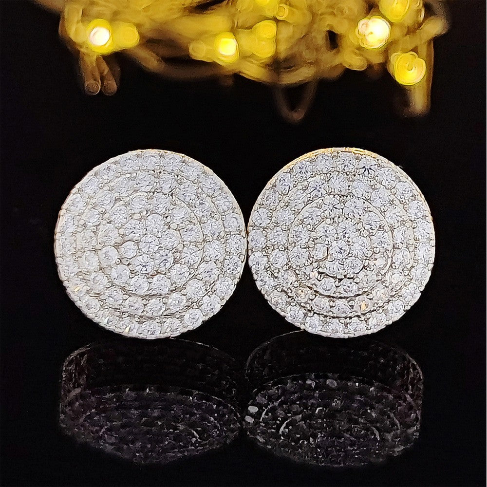 Classy Pave Zirconia Disc Stud Earrings