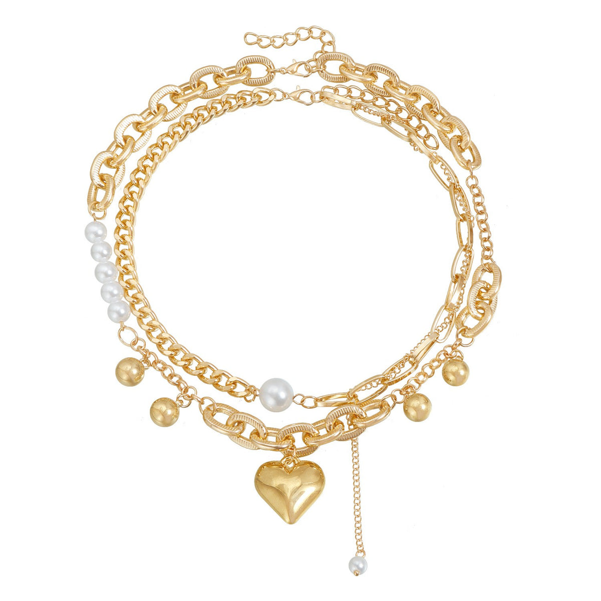 Classy Multi-Layer Pearl Heart Necklace