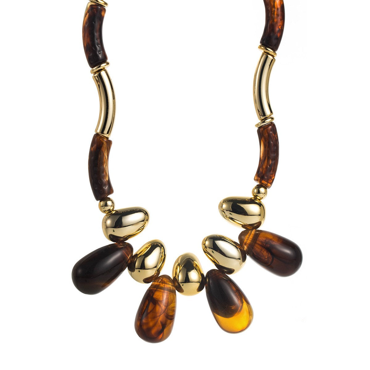 Classy Amber Acrylic Teardrop Collar Necklace