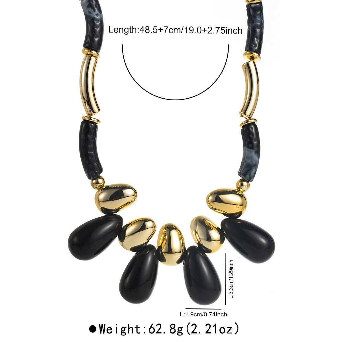 Classy Amber Acrylic Teardrop Collar Necklace