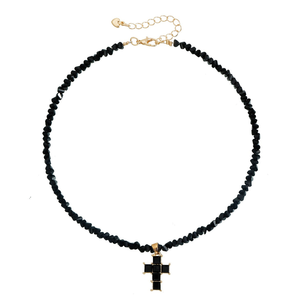 Dainty Blue Crystal Cross Choker Necklace