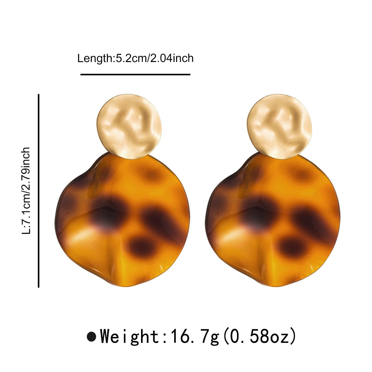 Classy Tortoiseshell Resin Disc Drop Earrings