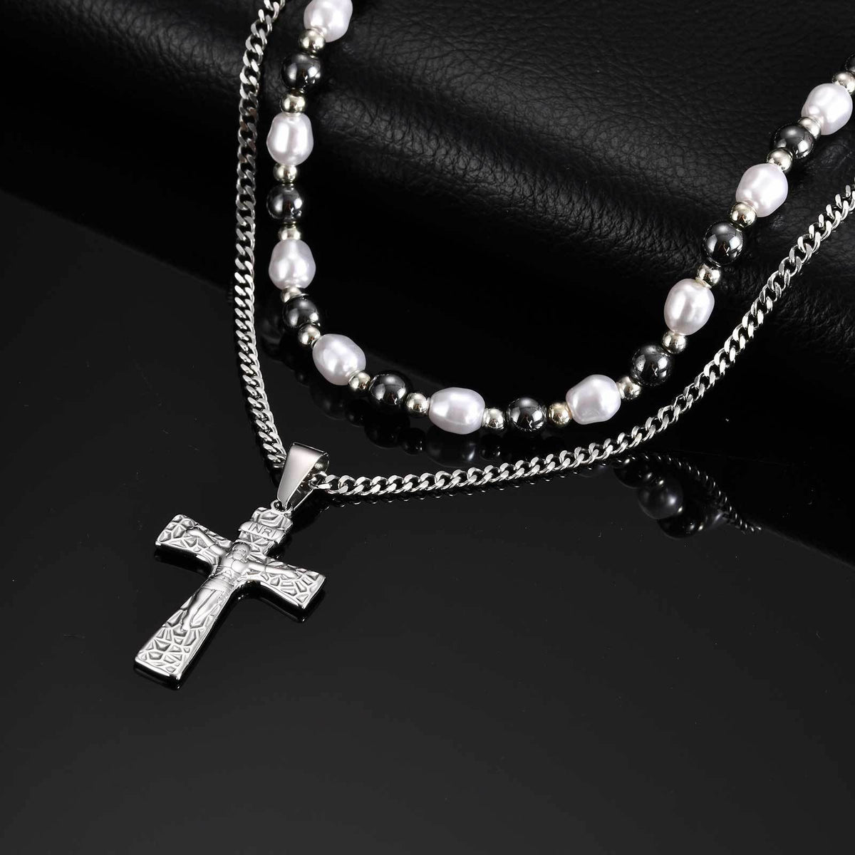 Vintage Textured Cross Pendant Necklace